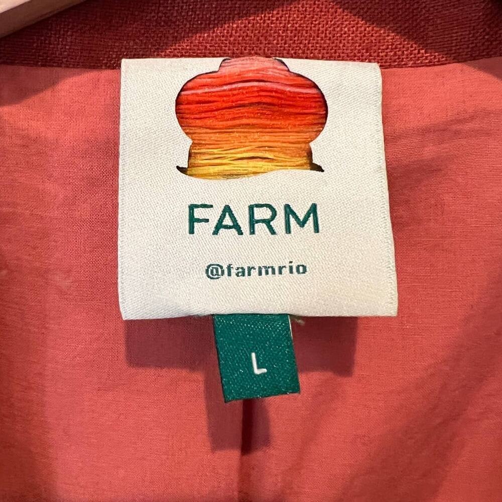 Farm Rio Brown Linen Blazer Size Large - Picture 7 of 9